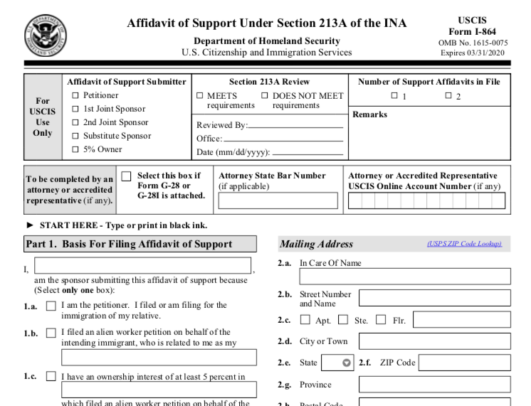 Q&A: Form I-864, Affidavit of Support.